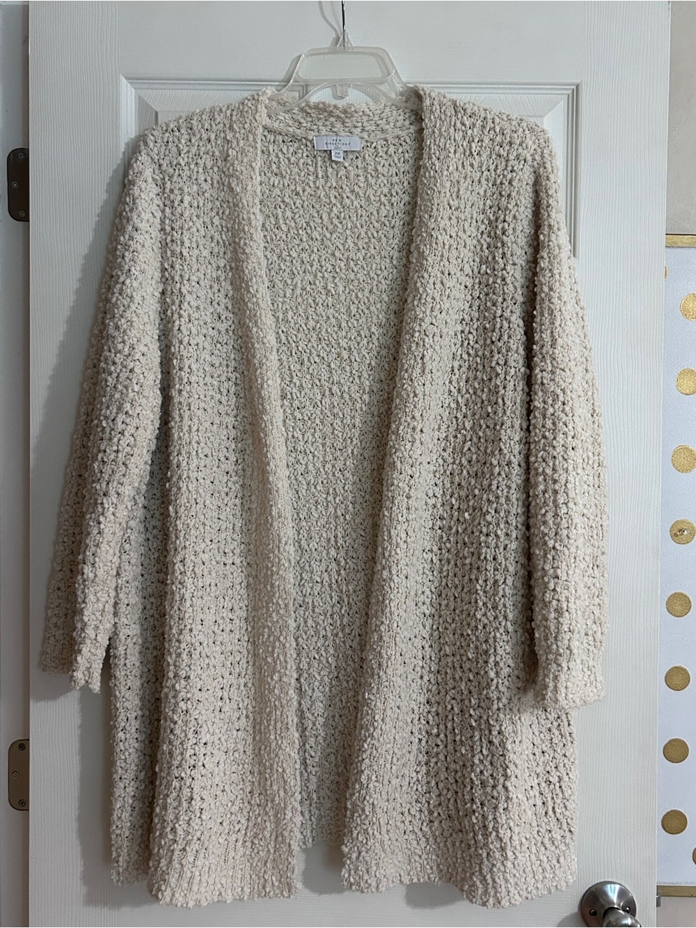 New Directions Textured Knit Open Front Cardigan in Cream Size 2X Like New